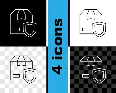 Set line Delivery security with shield icon isolated on black and white Stockillustratie