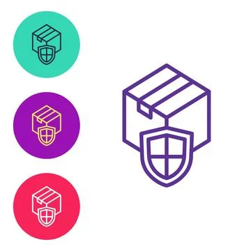 Set line Delivery security with shield icon isolated on white background. D.. Stock Illustration