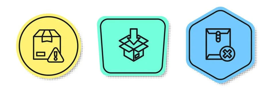 Set line Delivery security with shield, Carton cardboard box and Delete env.. Stockillustratie