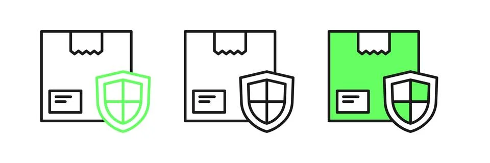 Set line Delivery security with shield icon isolated on white background. D.. Stock Illustration