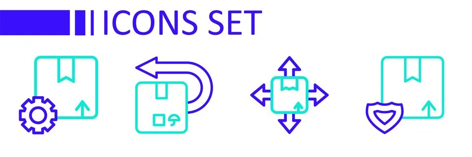Set line Delivery security with shield, Carton cardboard box, Return and Ge.. 스톡 일러스트