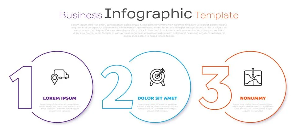 Set line Delivery tracking, Target and Intersection point. Business infographic イラスト素材