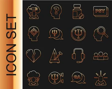 Set line Depression, Users group, Finding a problem, Sedative pills, Psychology Stock Illustration