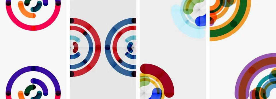 Set of line design circle posters. Vector illustration For Wallpaper, Banner Stock Illustration