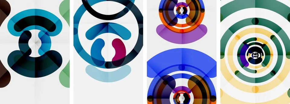 Set of line design circle posters. Vector illustration For Wallpaper, Banner Stock Illustration