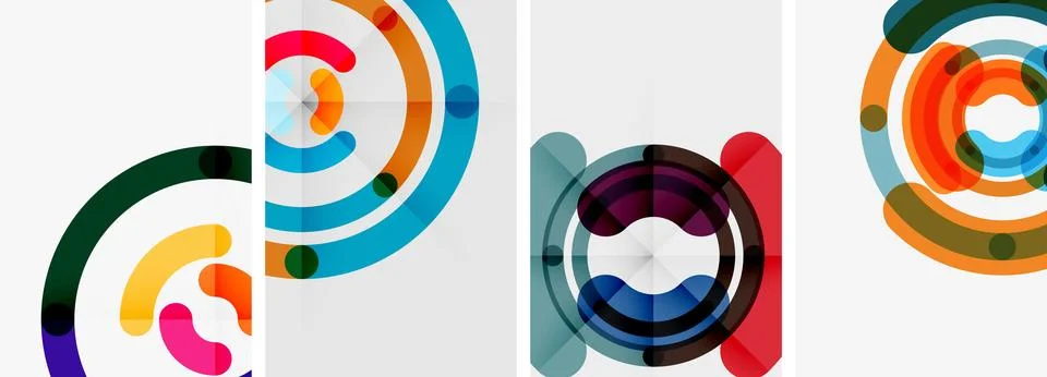 Set of line design circle posters. Vector illustration For Wallpaper, Banner Stock Illustration