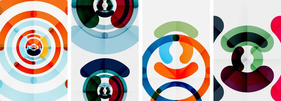 Set of line design circle posters. Vector illustration For Wallpaper, Banner Illustrazione stock