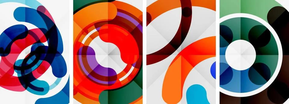 Set of line design circle posters. Vector illustration For Wallpaper, Banner Stock Illustration