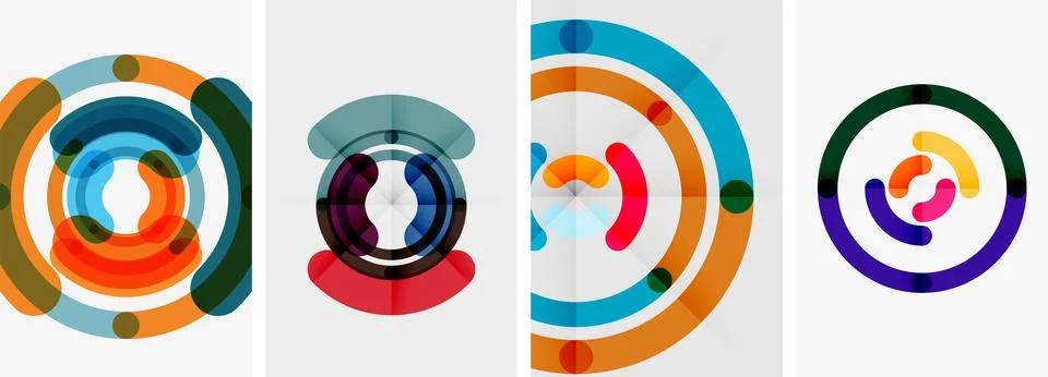 Set of line design circle posters. Vector illustration For Wallpaper, Banner Stock Illustration