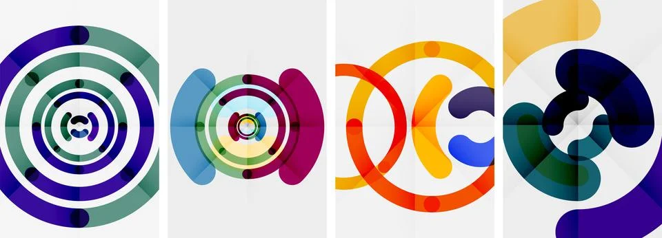 Set of line design circle posters. Vector illustration For Wallpaper, Banner Stock Illustration