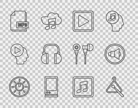 Set line Dial knob level technology settings, Triangle musical instrument, Play イラスト素材