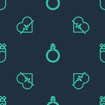 Set line Diamond engagement ring, Heart rate and Quiver and arrows with heart on Stock Illustration