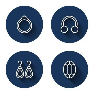 Set line Diamond engagement ring, Piercing, Earrings and Gem stone with long イラスト素材