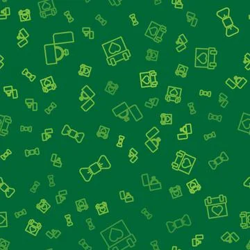 Set line Diamond engagement ring, Bow tie and Calendar on seamless pattern. V Stock Illustration