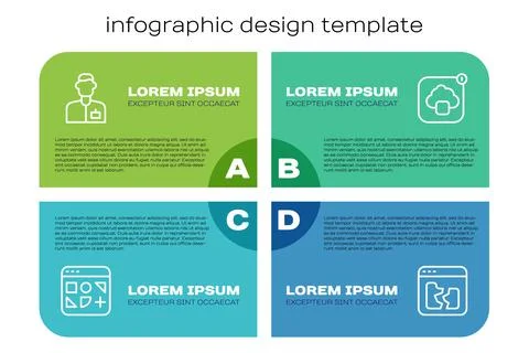 Set line Different files, Analyst engineer, Broken and Cloud technology data Stock Illustration