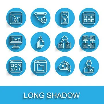 Set line Different files, Browser, Broken, Search cloud computing, Analyst Illustrazione stock