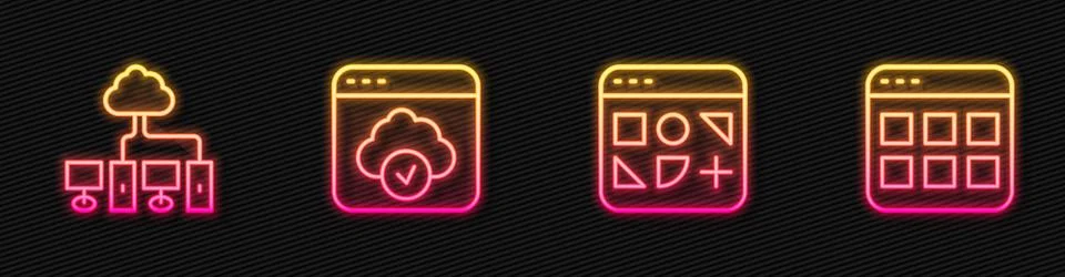 Set line Different files, Computer network, Cloud technology data transfer and イラスト素材