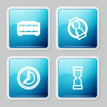 Set line Digital alarm clock, Old hourglass, Clock and icon. Vector Illustrazione stock