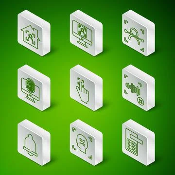 Set line Digital door lock, Rejection face recognition, Smart home with id Illustration