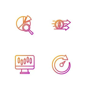 Set line Digital speed meter, Stocks market growth graphs, Search data analysis Stockillustratie