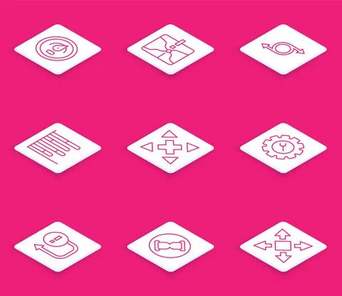 Set line Digital speed meter, Intersection point, Arrow, Pie chart infographic Stock-Illustration