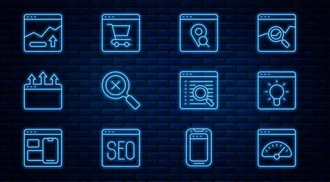 Set line Digital speed meter, Browser window, Infographic of city map Stock Illustration