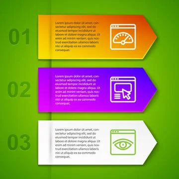 Set line Digital speed meter, UI or UX design and Browser incognito window Stock Illustration