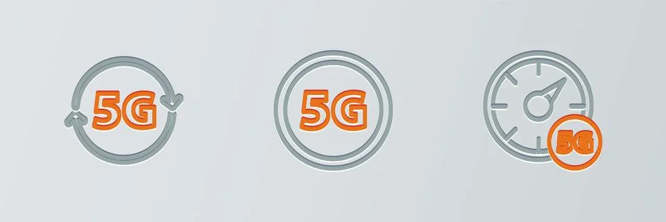 Set line Digital speed meter 5G, network and Globe Sim Card icon. Vector 스톡 일러스트