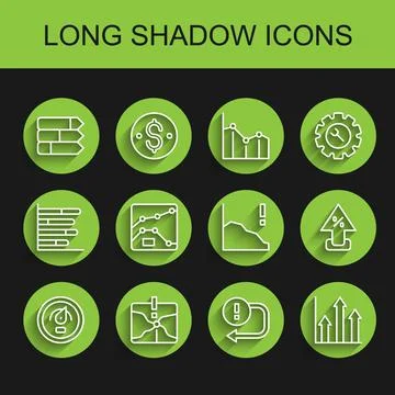 Set line Digital speed meter, Intersection point, Pie chart infographic, Arrow Stock Illustration