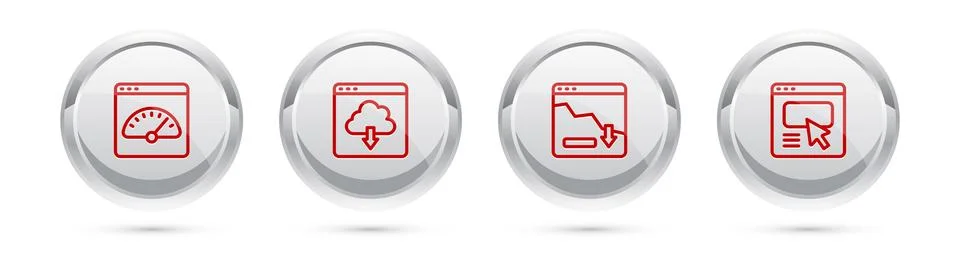 Set line Digital speed meter, Cloud download, Financial growth decrease and UI Stock Illustration