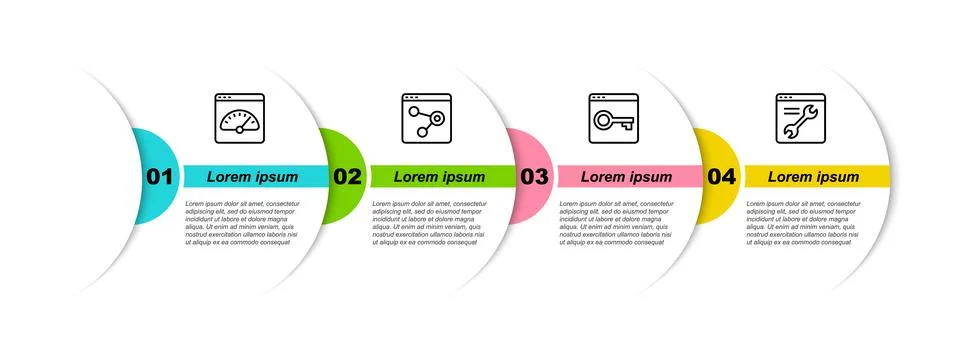 Set line Digital speed meter, Browser window, Secure your site with HTTPS, .. Иллюстрация