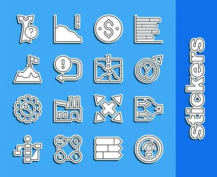 Set line Digital speed meter, Arrow, Financial growth, Dollar symbol, Mount.. Stock Illustration