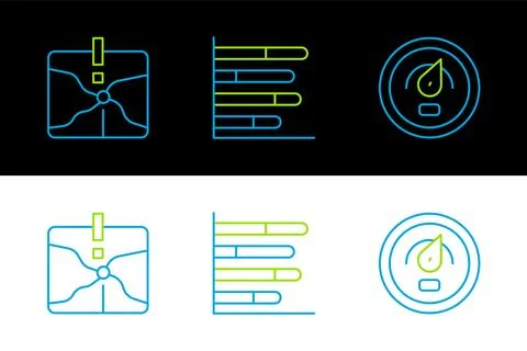 Set line Digital speed meter, Intersection point and Pie chart infographic .. Stock Illustration
