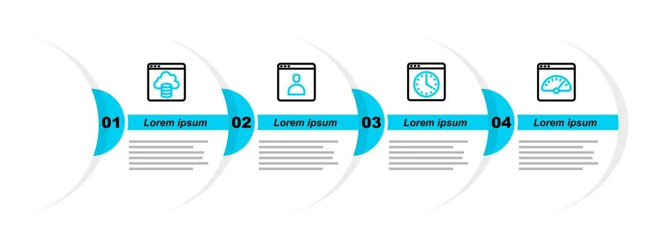 Set line Digital speed meter, Browser window, Create account screen and Clo.. Illustrazione stock