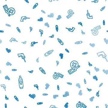 Set line Digital thermometer, and on seamless pattern. Vector Stock Illustration