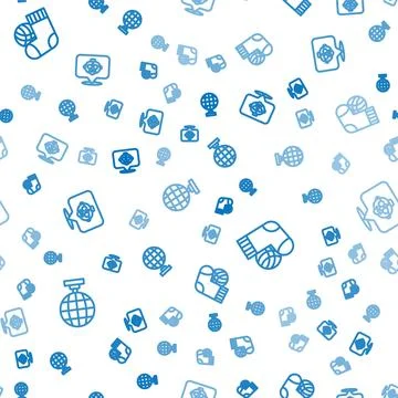 Set line Disco ball, Socks and Grandmother on seamless pattern. Vector Stock Illustration