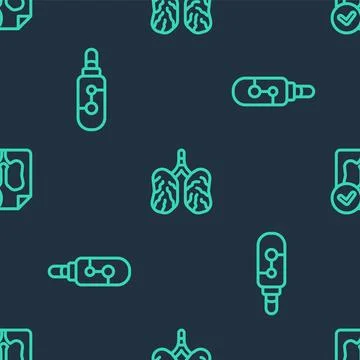 Set line Disease lungs, Electronic cigarette and Lungs x-ray diagnostics on.. 库存插图