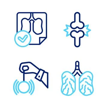 Set line Disease lungs, Hypnosis, Joint pain, knee pain and Lungs x-ray dia.. Stock Illustration