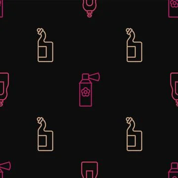 Set line Dishwashing liquid bottle, and Air freshener spray on seamless pattern Illustrazione stock