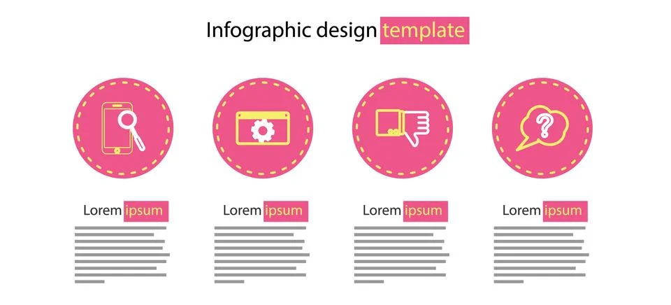 Set line Dislike, Speech bubble Question, Setting and Mobile phone diagnostics Stock Illustration