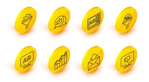 Set line Dislike in speech bubble, Mail and e-mail, Financial growth increa.. Stock Illustration