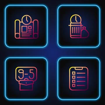 Set line To do list or planning, From 9, Project time and Waste of. Gradient Ilustración de archivo