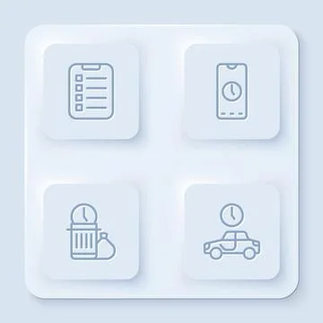 Set line To do list or planning, Alarm clock app mobile, Waste of time and Time Stock Illustration