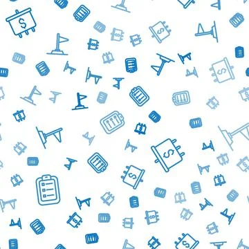 Set line To do list or planning, Target with dollar and Flag on seamless pattern Illustrazione stock