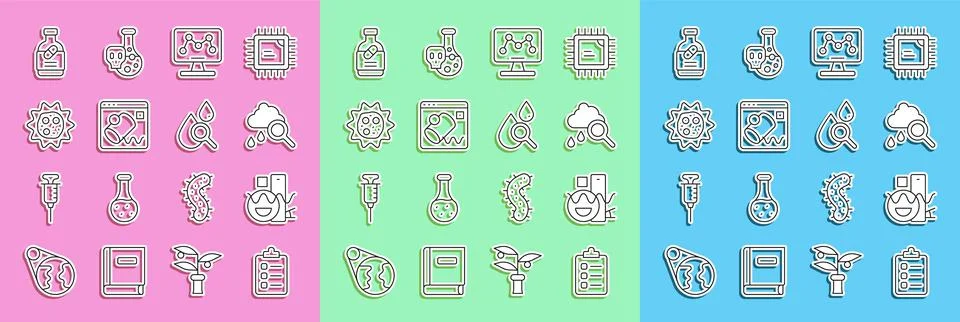 Set line To do list or planning, Basic geometric shapes, Cloud with rain Illustrazione stock