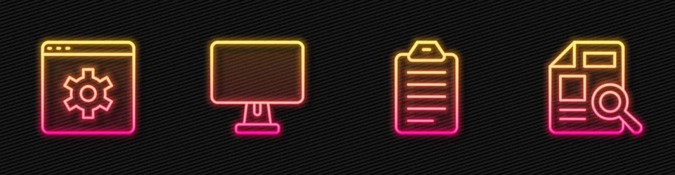 Set line To do list or planning, Browser setting, Computer monitor and Document Stock Illustration