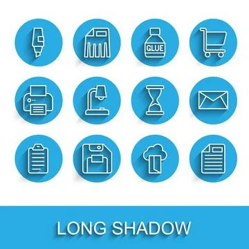 Set line To do list or planning, Floppy disk, Marker pen, Cloud database, Fil Stock Illustration