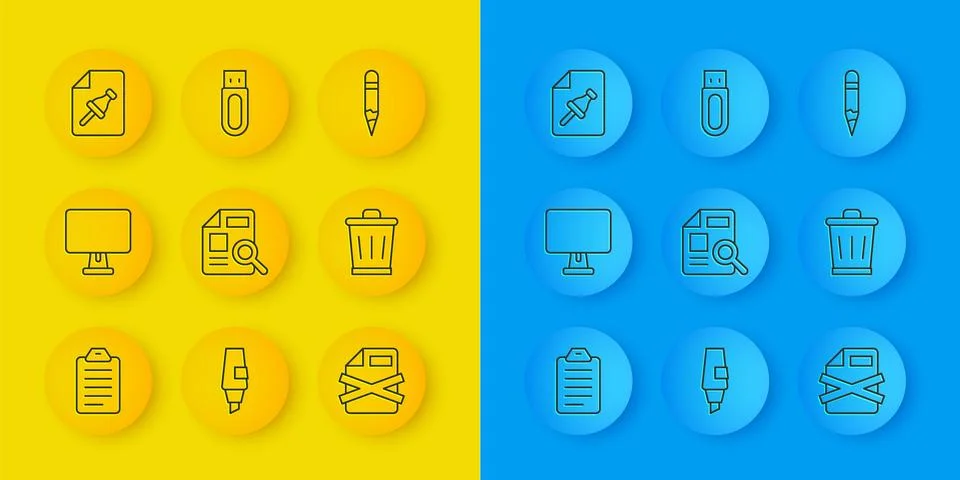 Set line To do list or planning, Computer monitor, Document with graph char.. Stock Illustration