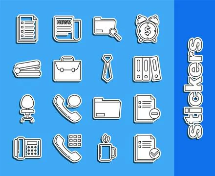 Set line Document and check mark, with minus, Office folders papers documents Illustrazione stock