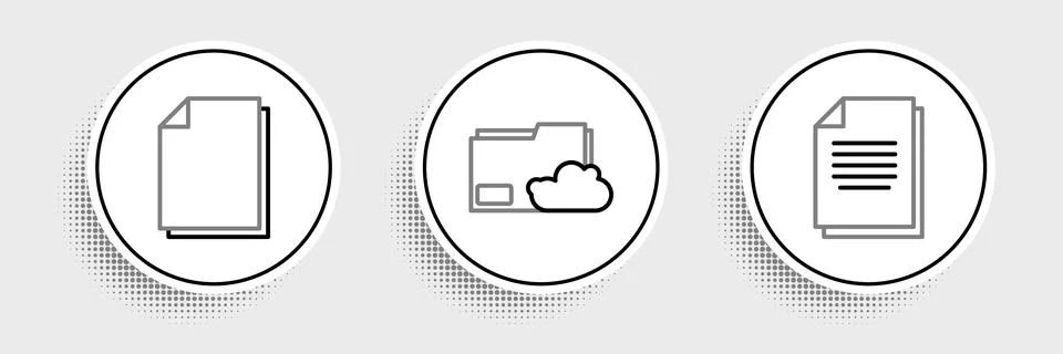 Set line Document, and Cloud storage text document folder icon. Vector Stock Illustration